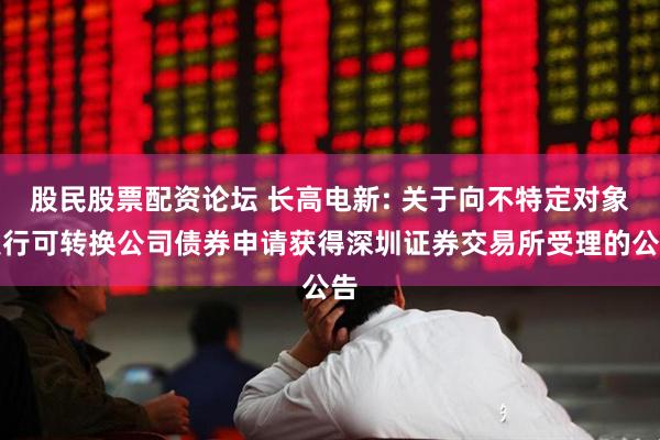 股民股票配资论坛 长高电新: 关于向不特定对象发行可转换公司债券申请获得深圳证券交易所受理的公告